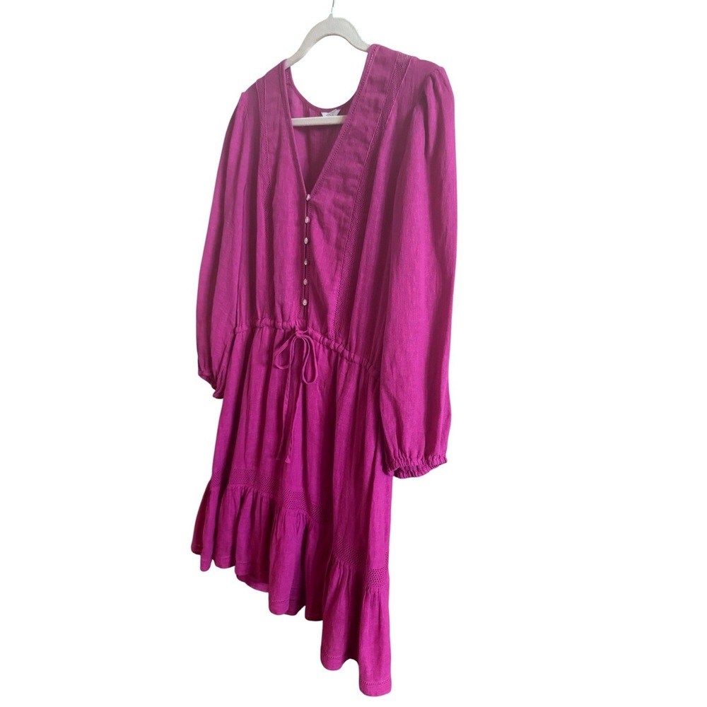 Rails‎ Radiance Magenta Linen Blend Woman's Size Medium Drawstring Mini Dress